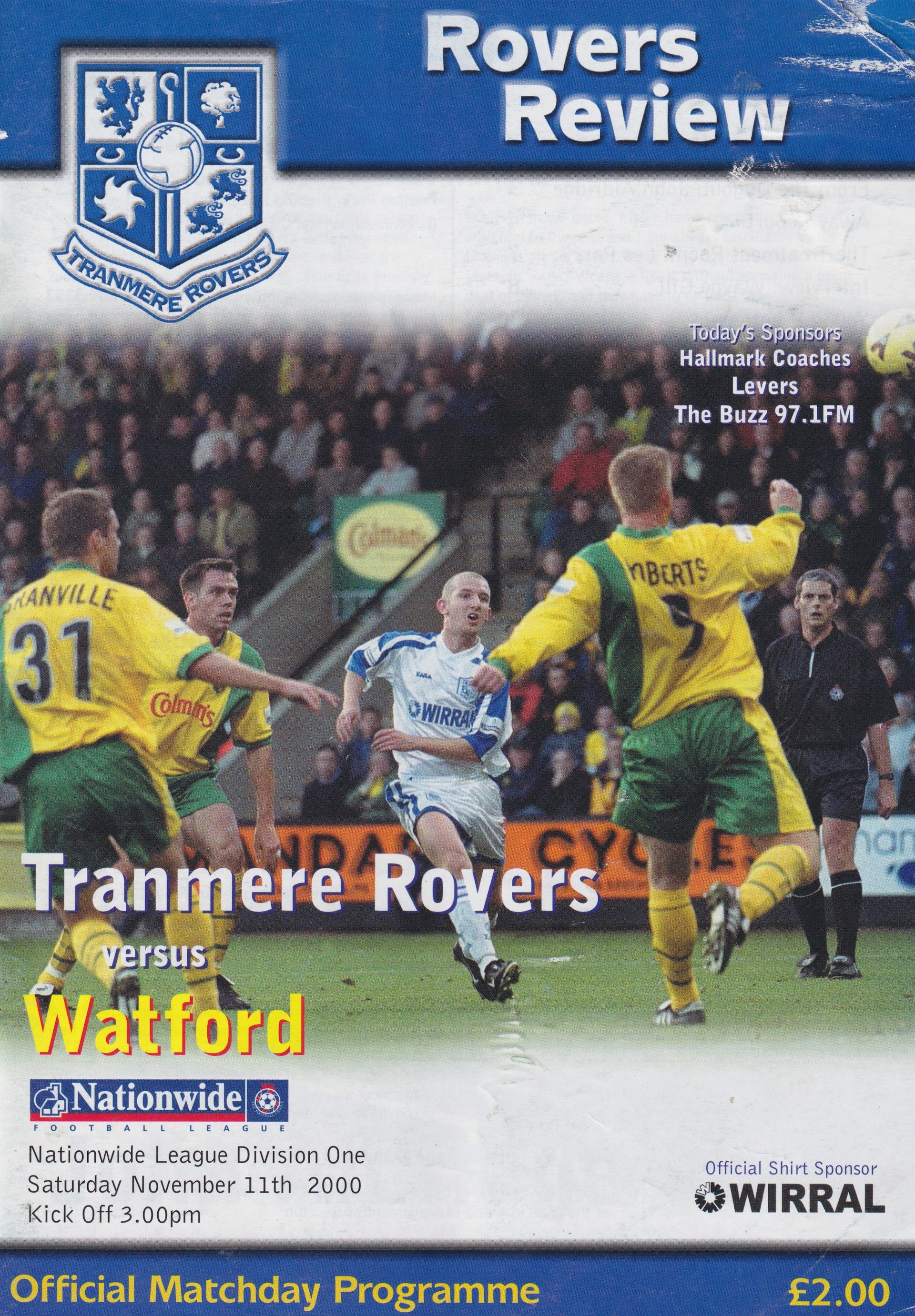 Tranmere Rovers v Watford match programme